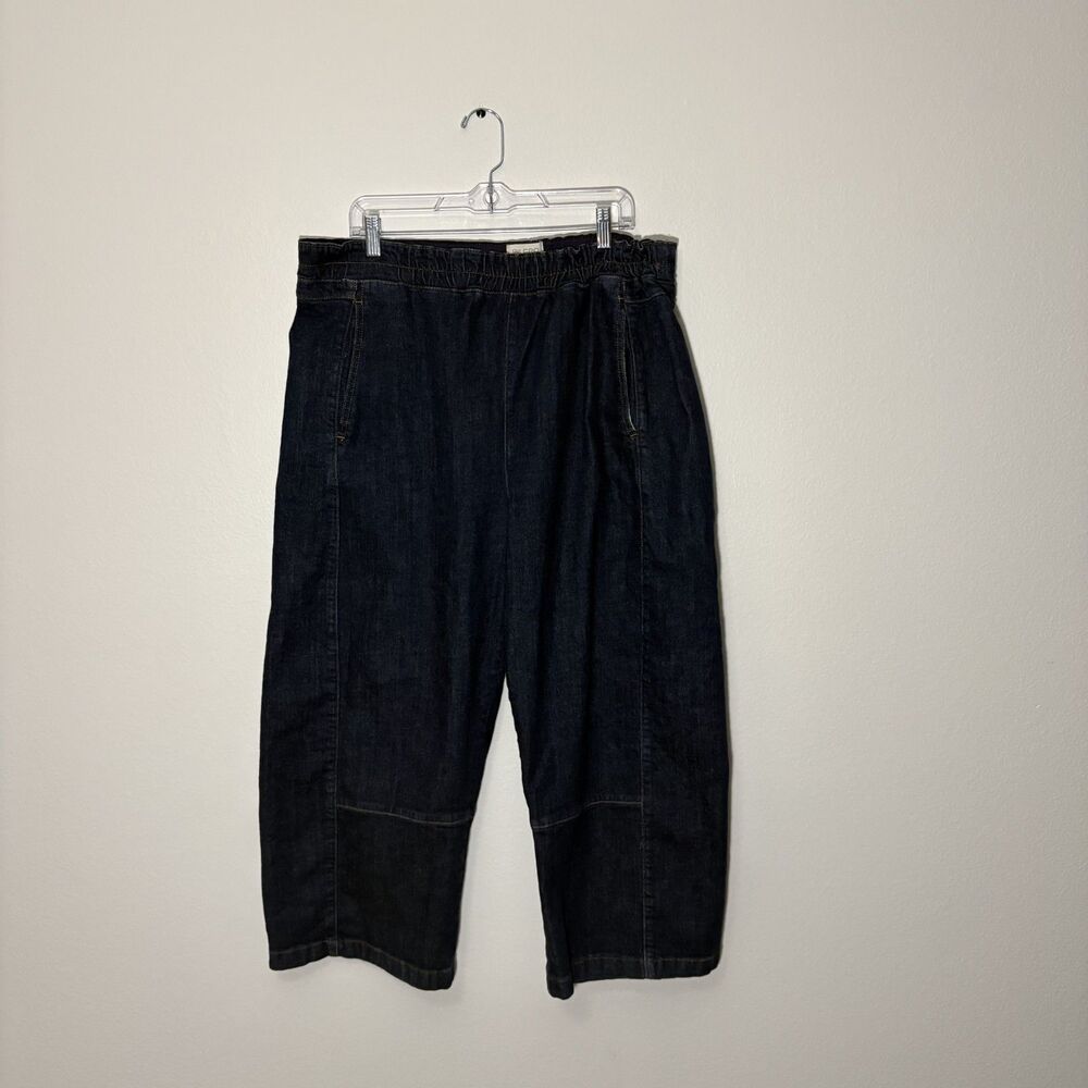Pilcro Izzie Relaxed Pull-On Barrel Jeans XL Dark Wash Anthropologie